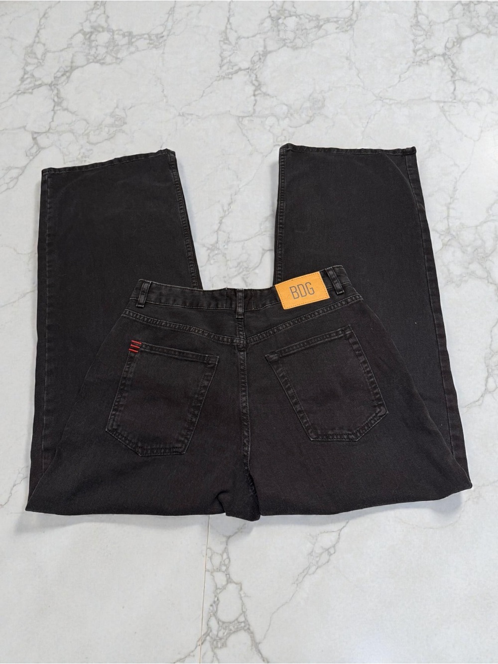 BDG Men's Black Straight Jeans with Back Patch